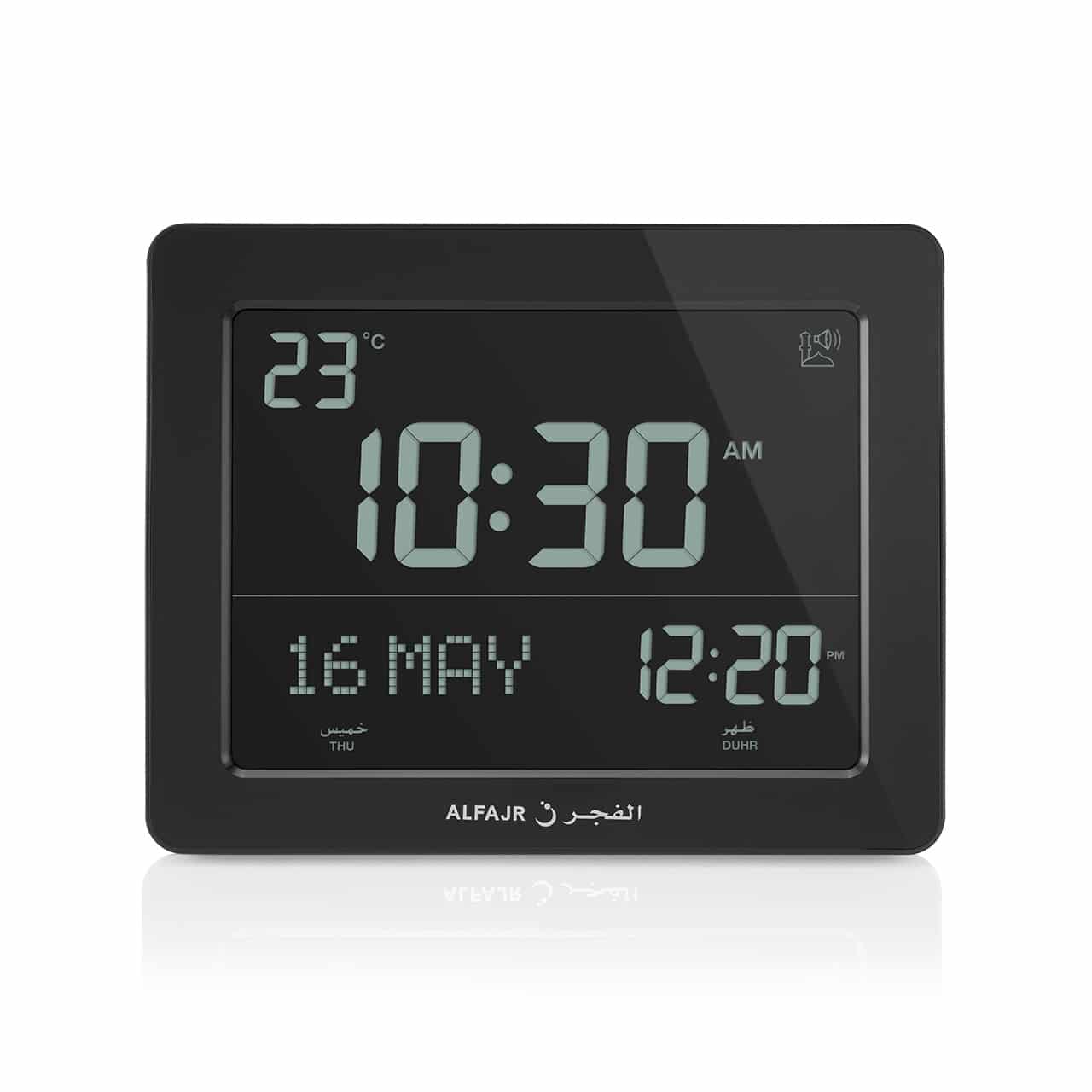 AlFajr Azan Wall Clock CF-19 BLACK (with 5 Different Azans)