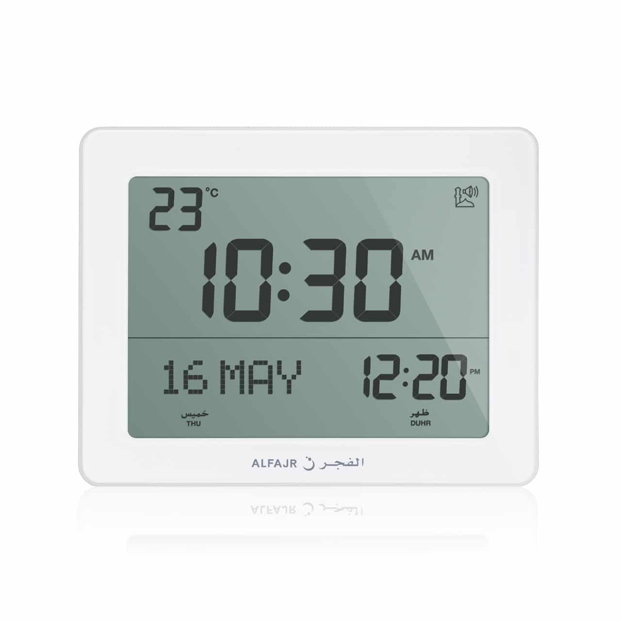 AlFajr Azan Wall Clock CF-19 WHITE (with 5 Different Azans)