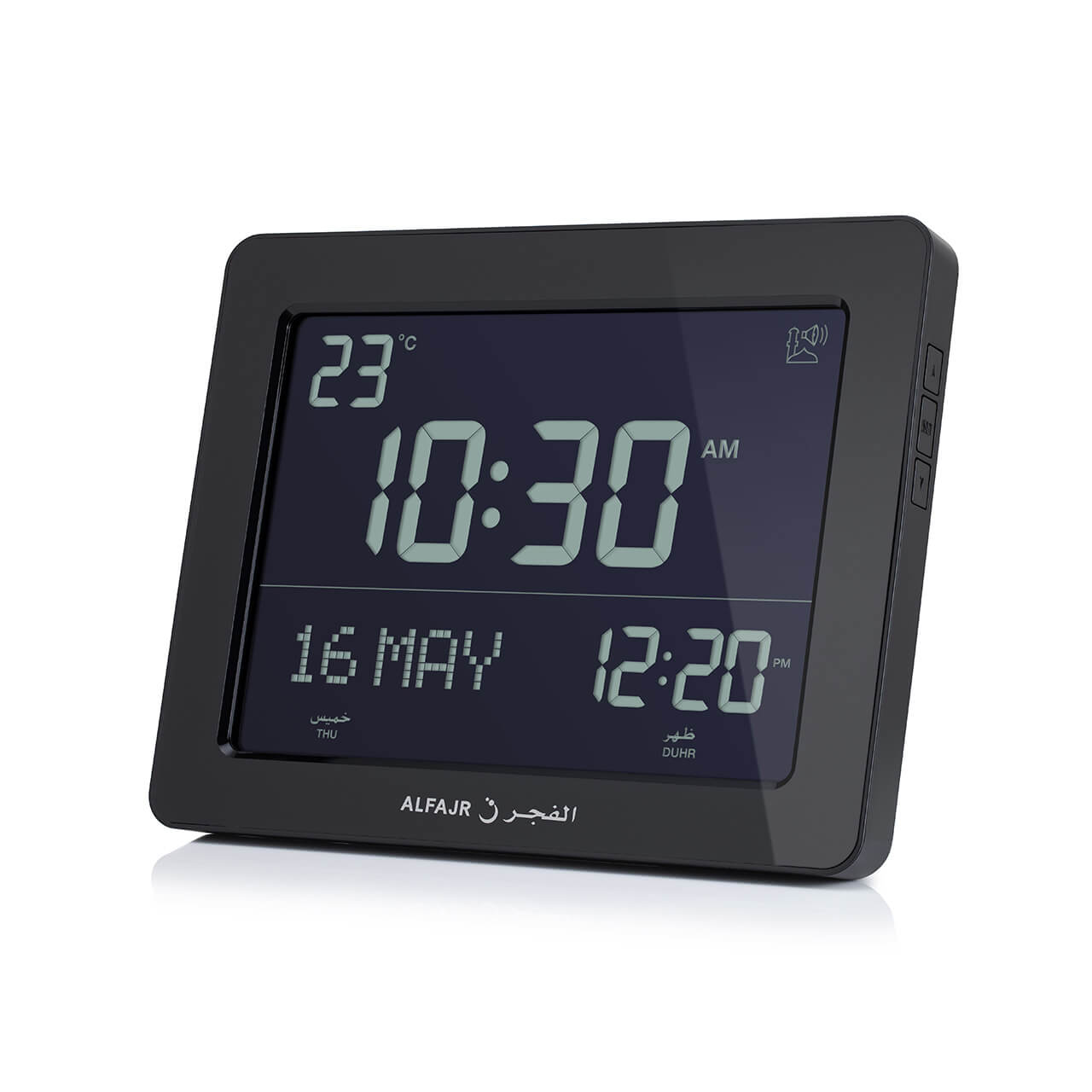 AlFajr Azan Wall Clock CF-19 BLACK (with 5 Different Azans)