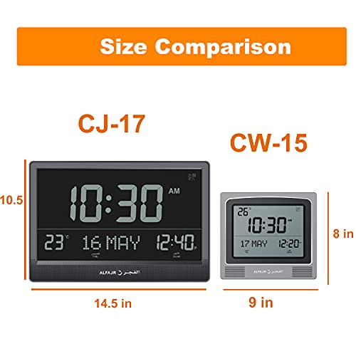 AlFajr Azan Wall Clock CJ-17 BLACK (with 5 Different Azans)
